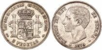 Pi&egrave;ce Espa&ntilde;a 5 pesetas Plata Alphonse XII d\'Espagne 1875 M Madrid