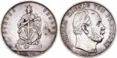 Pi�ce Etats Allemands (Prusse) 1 thaler Silver Guillaume Ier de Prusse 1871 A Berlin
