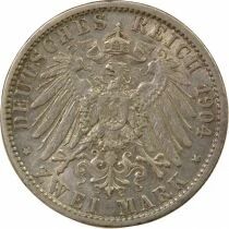 Pi&egrave;ce Etats Allemands (Prusse) 2 mark Plata Guillaume II de Prusse 1904 A Berlin