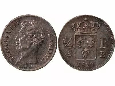 Pi�ce France 01-avr franc Silver Charles X 1829 B Rouen