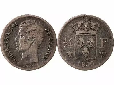 Pi�ce France 01-avr franc Silver Charles X 1830 W Lille