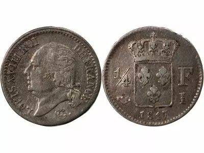 Pi�ce France 01-avr franc Silver Louis XVIII 1817 I Limoges