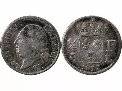 Pi�ce France 01-avr franc Silver Louis XVIII 1817 L Bayonne