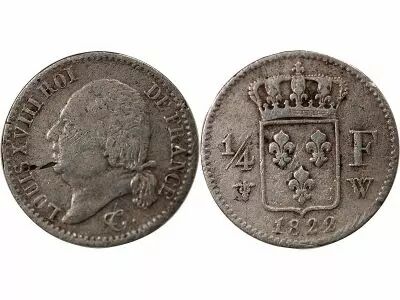 Pi�ce France 01-avr franc Silver Louis XVIII 1822 W Lille