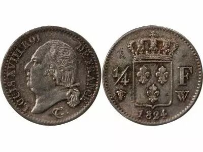 Pi�ce France 01-avr franc Silver Louis XVIII 1824 W Lille