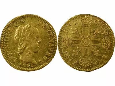 Pi�ce France 1/2 louis d\'or Gold Louis XIV 1652 A Paris