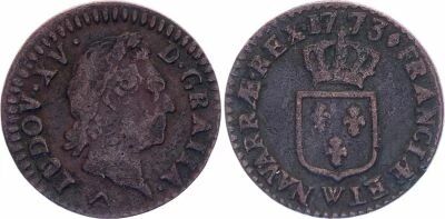 Pi�ce France 1/2 sol Copper Louis XV 1773 W Lille