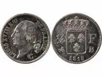 Pi&egrave;ce France 1/4 Franc Silver Louis XVIII 1818 B Rouen