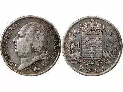 Pi�ce France 1 franc Silver Louis XVIII 1816 A Paris