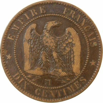 Pi�ce France 10 centimes Bronze Napol�on III 1855 MA Marseille
