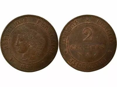 Pi�ce France 2 centimes Bronze 1891 A Paris