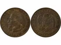 Pièce France 2 centimes Bronze Napoléon III 1862 BB Strasbourg