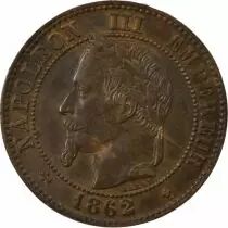 Pièce France 2 centimes Bronze Napoléon III 1862 BB Strasbourg
