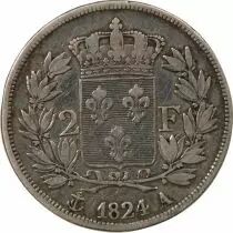 Pièce France 2 francs Silver Louis XVIII 1824 A Paris