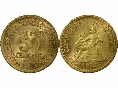 Pi�ce France 50 centimes Bronze-Alu 1922