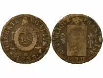 Pi&egrave;ce Francia 1 sol Metal de Campana Louis XVI 1793 MA Marseille