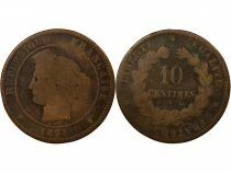 Pi&egrave;ce Francia 10 centimes Bronce 1871 K Bordeaux