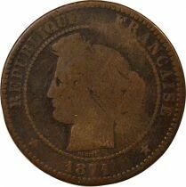 Pi&egrave;ce Francia 10 centimes Bronce 1871 K Bordeaux