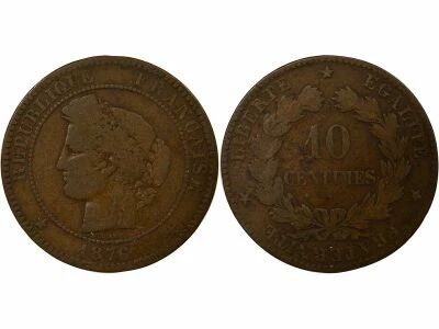 Pi�ce Francia 10 centimes Bronce 1876 A - Paris