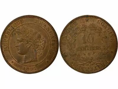 Pi�ce Francia 10 centimes Bronce 1897 A Paris