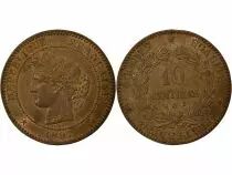 Pi&egrave;ce Francia 10 centimes Bronzo 1897 A Paris