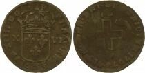 Pi&egrave;ce Francia 16 deniers Rame-Argento Louis XIV 1707 BB Strasbourg