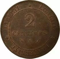 Pi&egrave;ce Francia 2 centimes Bronce 1891 A Paris