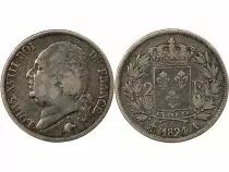 Pi&egrave;ce Francia 2 francs Plata Louis XVIII 1824 A Paris