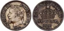 Pi&egrave;ce Francia 20 centime Plata Napol&eacute;on III 1867 BB Strasbourg