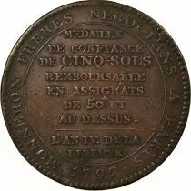 Pi&egrave;ce Francia 5 sols Cobre 1792 Birmingham