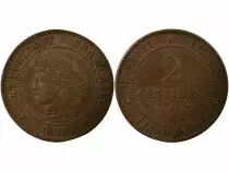 Pi&egrave;ce Frankreich 2 centimes Bronze 1888 A Paris