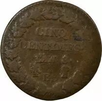 Pi&egrave;ce Frankreich 5 centimes Kupfer L\'AN 8 BB Strasbourg