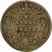 Pi&egrave;ce Indes Britanniques 2 annas Plata   Victoria, Reine 1901 Calcutta
