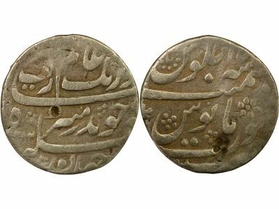 Pi�ce India 1 roupie Plata   Aurangzeb Alamgir I 1082 AH (1671-1672) Surat
