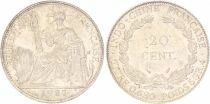 Pi&egrave;ce Indochina Francesa 20 centimes Plata 1937 A Paris