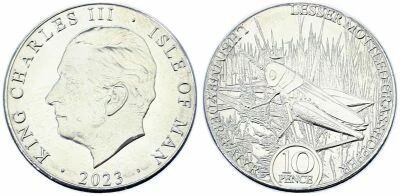 Pi�ce Isla de Man 10 pence Cobre-N�quel Prince Charles, Prince de Galles, H�ritier de la Couronne d�Angleterre 2023