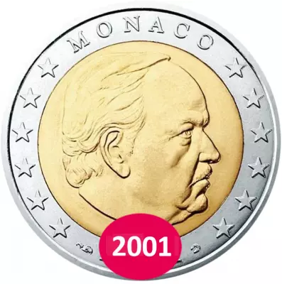 Pi�ce M�naco 2 euros bimet�lica 2001