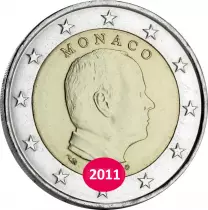 Pi&egrave;ce M&oacute;naco 2 euros bimet&aacute;lica 2011