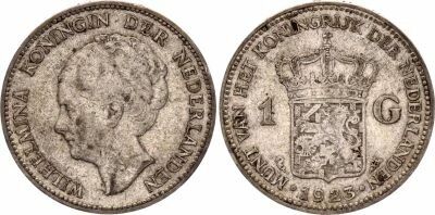 Pi�ce Netherlands 1 gulden Silver Wilhelmina I 1923 Utrecht
