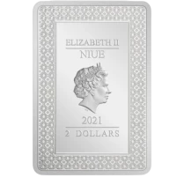 Pi&egrave;ce Niue 2 dollars Plata Elisabeth II, Reine d\'Angleterre et du Commonwealth 2021