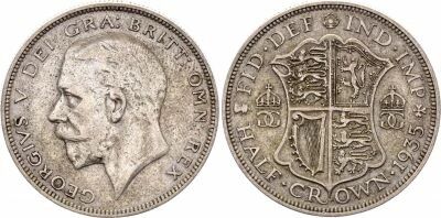 Pi�ce Reino Unido 1/2 crown Plata George V, Roi d\'Angleterre, Empereur des Indes 1935 Londres