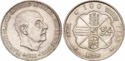 Pi�ce Spain 100 pesetas Silver 1966 M Madrid