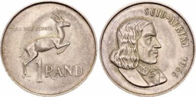 Pi�ce Sud Africa 1 rand Argento Jan Van Riebeeck 1966 SA Pretoria