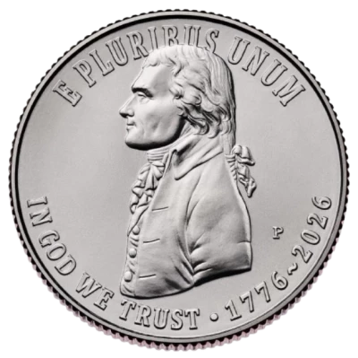 Pi�ce USA 1/4 Cobre-N�quel Thomas Jefferson, Pr�sident 2026 Philadelphie