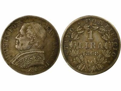 Pius IX - Silver Lira - 1868 R Rome Year XXII