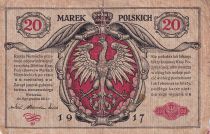 Poland 20 Marek - Eagles - 1917 - VG+ - P.12