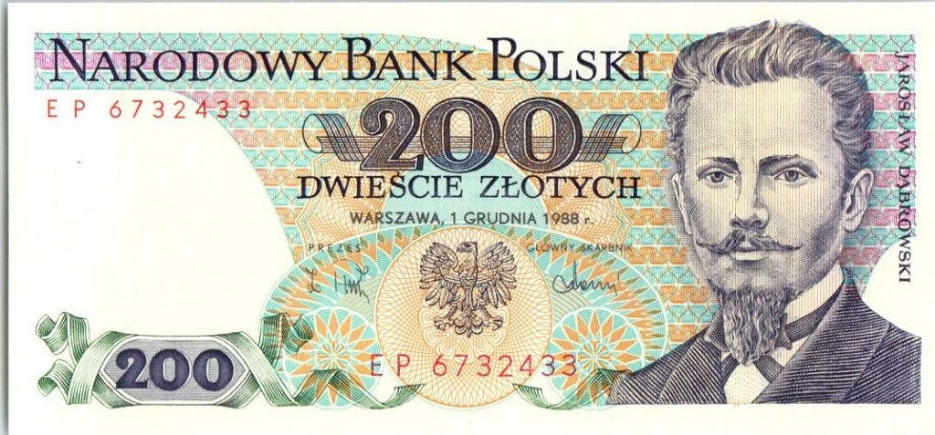 Banknote Poland 200 Zlotych 1988 - J. Dabrowski