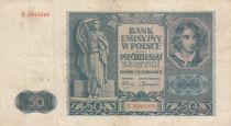 Poland 50 Zlotych 1941 - Young boy, Statue, Building - Serial E