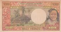 Polinesia Francesa 1000 Francs Tahitian woman - Error note - Serial M.026
