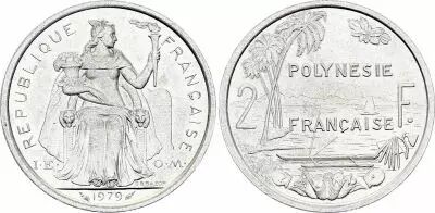 Polinesia Francesa 2 Francs - Liberty - Landscape -  1979